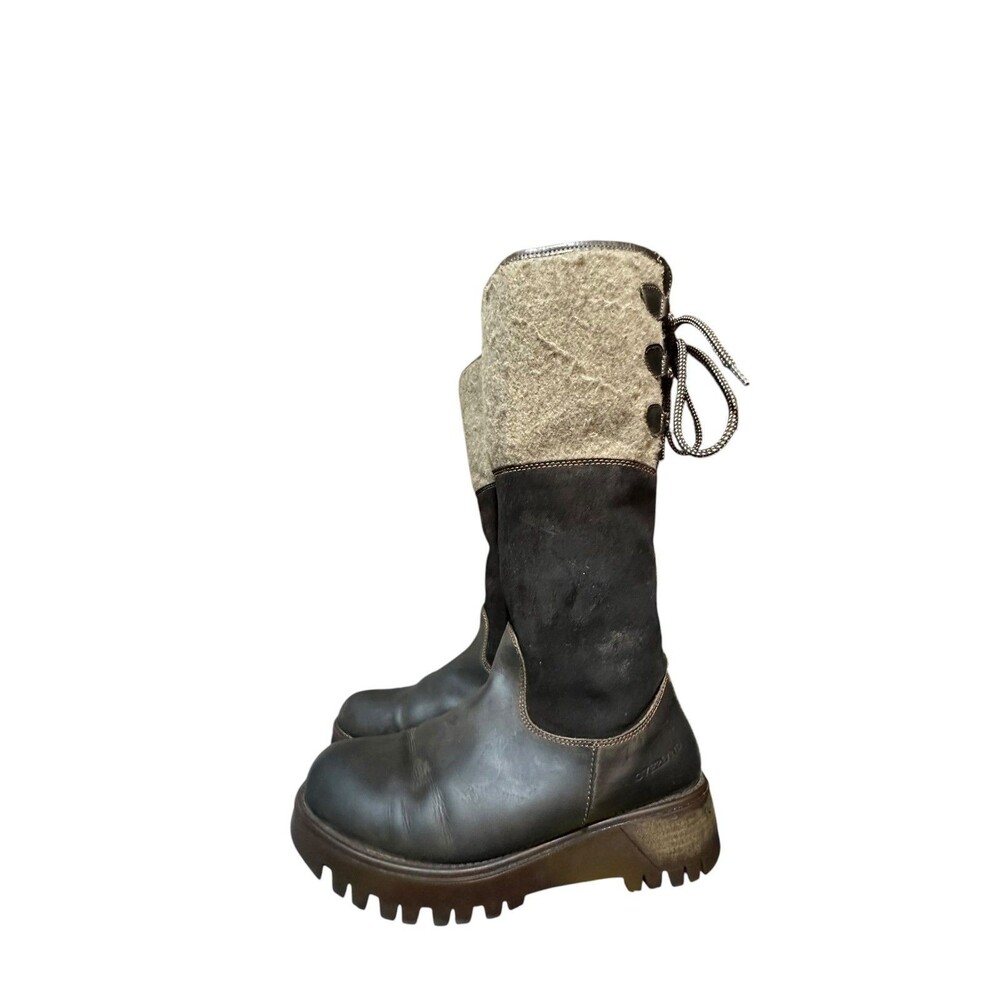 Bos & Co Brown Goose Prima Zip Lace Up Winter Snow Weather Boots Sz 39 US 8.5